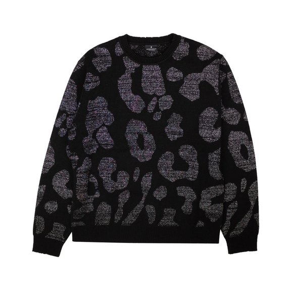 MARCELO BURLON Dark Grey Black Leopard Print Sweater Size XS $515